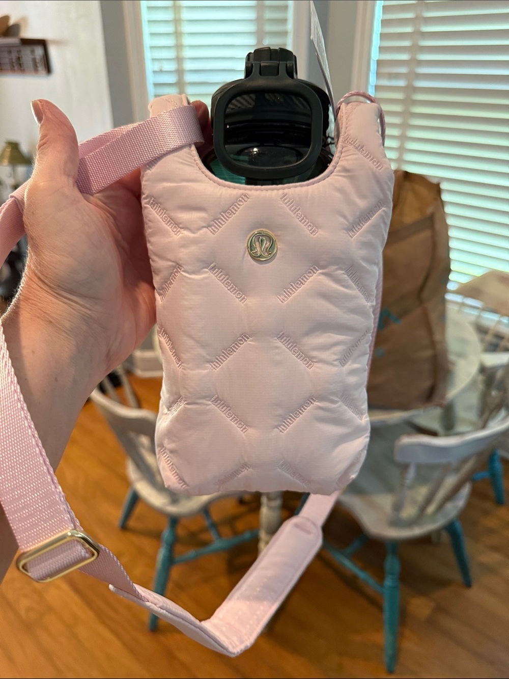 Lululemon Pink Quilted Bottle Crossbody